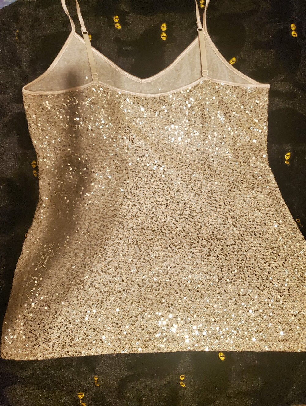 Express, Sequin Cami Tank Top - Gold - Picture 3 of 3